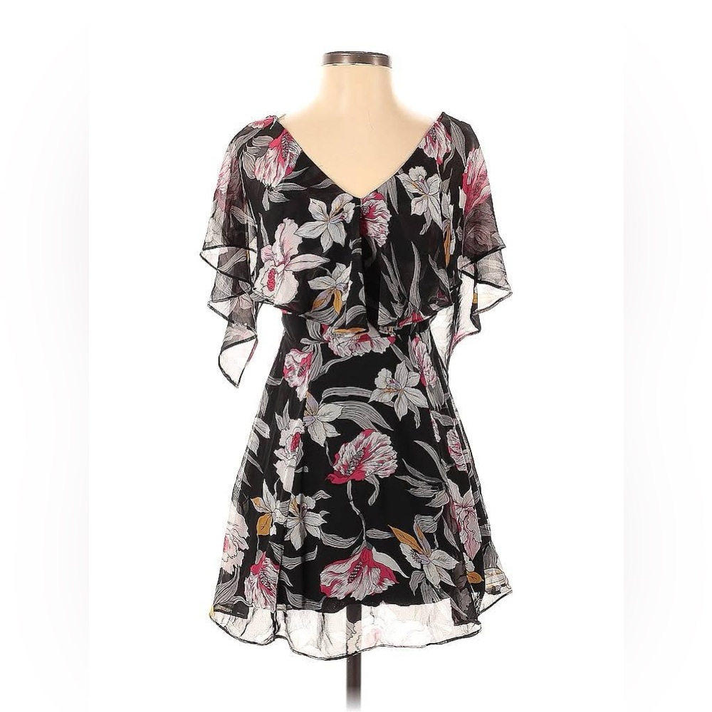 Mi Ami Floral Black Mini Dress